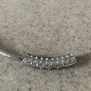 Avon Rhinestone Bar Slide on Omega Necklace-SMALL